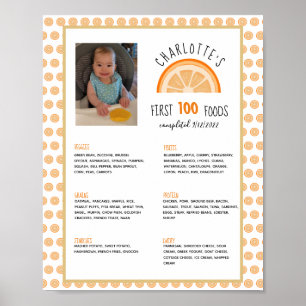 Eerste 100 Levensmiddelen Oranje Baby Poster
