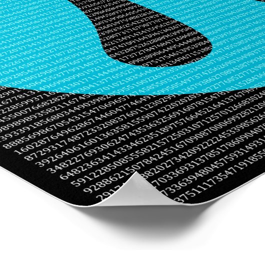 Eerste 10.000 cijfers van Pi, blauw op zwart Poster (Hoek)