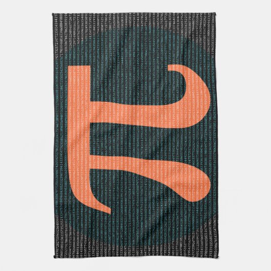 Eerste 10.000 cijfers van Pi in blauw en oranje Theedoek (Verticaal)