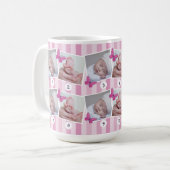 Eerste 12 maanden baby foto collage roze vlinder  koffiemok (Voorkant links)