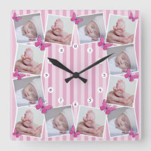 Eerste 12 maanden Baby fotocollage roze vlinder