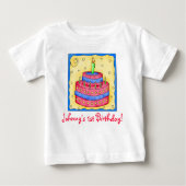 Eerste (1e) Birthday Cake Tee Shirt (Voorkant)