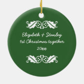 Eerste / 1e kerst damask foto ornament van het paa (Achterkant)