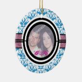 Eerste / 1e kerst damask foto ornament van het paa (Rechts)