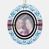 Eerste / 1e kerst damask foto ornament van het paa (Links)