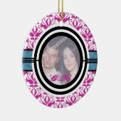 Eerste / 1e kerst damask foto ornament van het paa (Rechts)