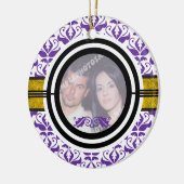 Eerste / 1e kerst damask foto ornament van het paa (Links)