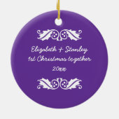 Eerste / 1e kerst damask foto ornament van het paa (Achterkant)