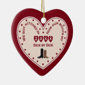 Eerste 1e Kerst Getrouwd Land Western Cadeau Keramisch Ornament (Rechts)