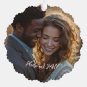 Eerste 1e Kerstmis Getrouwd met Mr. Mrs Keepsake F Ornament Kaart (Achterkant)