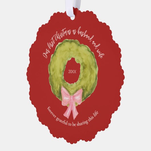 Eerste 1e Kerstmis Getrouwd met Mr. Mrs Keepsake F Ornament Kaart (Links)