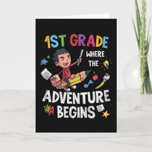 Eerste 1e klas Adventure School Leraar Kinder Jong Kaart