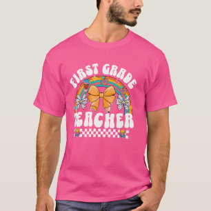 Eerste 1e klas leraar Coquette Bow Pencil Dalmat T-shirt