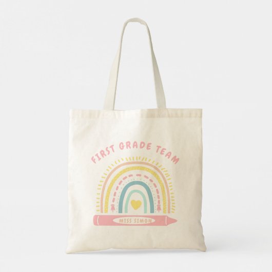Eerste 1e klas Team Squad Leraar Terug naar School Tote Bag (Achterkant)