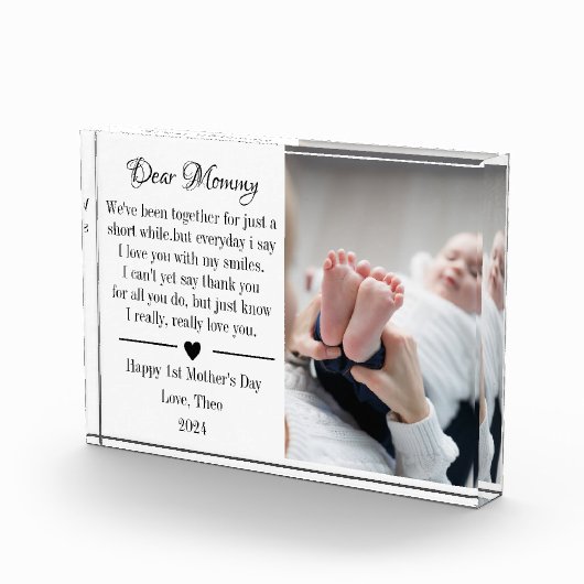 Eerste 1e Moederdag Cadeau van Baby Mommy Poem Fotoblokken (Rechts)