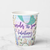 Eerste 1e ONEder het Zee Verjaardag Zeemeermin Gli Papieren Bekers (Achterkant)