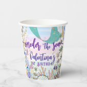 Eerste 1e ONEder het Zee Verjaardag Zeemeermin Gli Papieren Bekers (Voorkant)