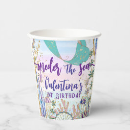 Eerste 1e ONEder het Zee Verjaardag Zeemeermin Gli Papieren Bekers