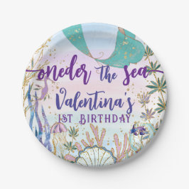 Eerste 1e ONEder het Zee Verjaardag Zeemeermin Gli Papieren Bordje