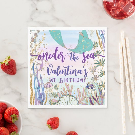 Eerste 1e ONEder het Zee Verjaardag Zeemeermin Gli Servet (Insitu)