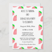 Eerste 1e verjaardag Aardbei Roze Baby Meisje 2024 Kaart (Voorkant)