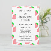 Eerste 1e verjaardag Aardbei Roze Baby Meisje 2024 Kaart (Staand voorkant)