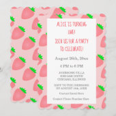 Eerste 1e verjaardag Aardbei Roze Baby Meisje Cool Kaart (Voorkant / Achterkant)