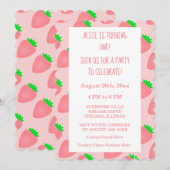 Eerste 1e Verjaardag Aardbei Roze Baby Meisje Scha Kaart (Voorkant / Achterkant)