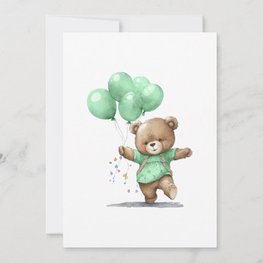 Eerste 1e verjaardag Beer ballonnen van Baby Boy Kaart (Achterkant)