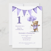 Eerste 1e verjaardag Beer ballonnen van Baby Boy Kaart (Voorkant)