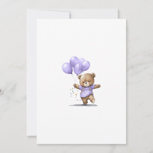 Eerste 1e verjaardag Beer ballonnen van Baby Boy Kaart (Achterkant)