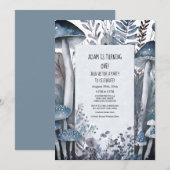 Eerste 1e verjaardag Blauwe Paddenstoelen Boho Woo Kaart (Voorkant / Achterkant)