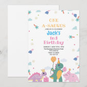 Eerste 1e verjaardag drie Schattigee dinosaurussen Kaart (Voorkant / Achterkant)
