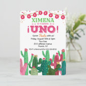 Eerste 1e verjaardag Fiesta Cactus uitnodiging (Staand voorkant)