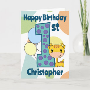 Eerste 1e Verjaardag Giraffe Op Maat Kaart