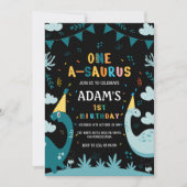 Eerste 1e verjaardag groene dinosaurus kaart (Voorkant)