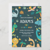 Eerste 1e verjaardag Groene Dinosaurussen Thema Kaart (Voorkant)