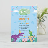 Eerste 1e verjaardag groene & Paarse dinosaurus Kaart (Staand voorkant)