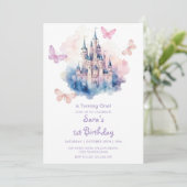 Eerste 1e Verjaardag Kasteel LItlle Vlinderfeest Kaart (Staand voorkant)