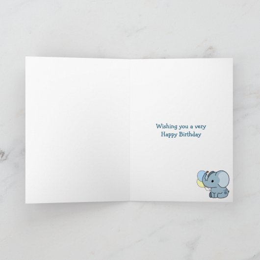 Eerste 1e verjaardag olifant Custom Kaart (Binnen)