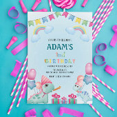 Eerste 1e verjaardag Regenboog & Groene Dinosaurus Kaart