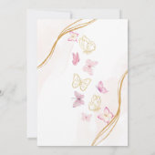 Eerste 1e Verjaardag Roze en Gouden Vlinder Thema Kaart (Achterkant)