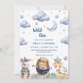 Eerste 1e verjaardag Safari Wild One dieren Kaart (Voorkant)