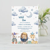 Eerste 1e verjaardag Safari Wild One dieren Kaart (Staand voorkant)