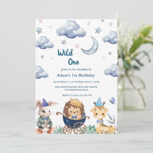 Eerste 1e verjaardag Safari Wild One dieren Kaart (Staand voorkant)