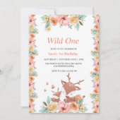 Eerste 1e verjaardag Safari Wild One Floral Kaart (Voorkant)