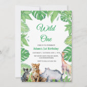 Eerste 1e verjaardag Safari Wild One Kaart (Voorkant)