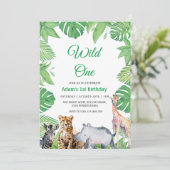 Eerste 1e verjaardag Safari Wild One Kaart (Staand voorkant)