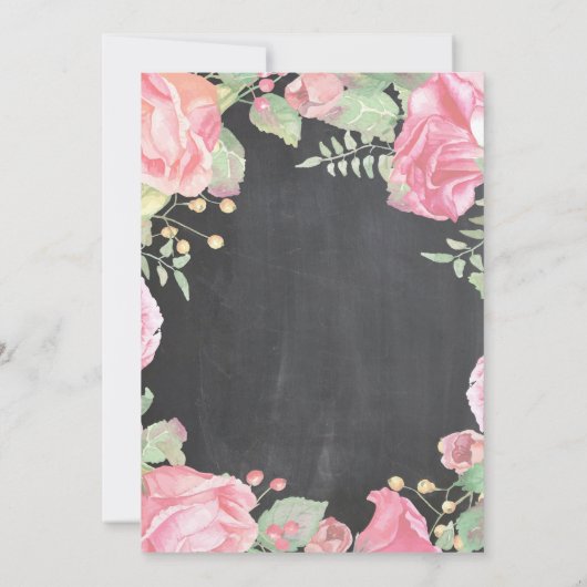 Eerste 1e verjaardag uitnodiging Roze Bloemen (Achterkant)