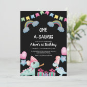Eerste 1e Verjaardag Waterverf Dinosaurussen Feest Kaart (Staand voorkant)